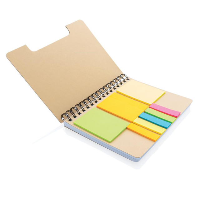 Promotional A5 Kraft Spiral Notebook With Sticky Notes