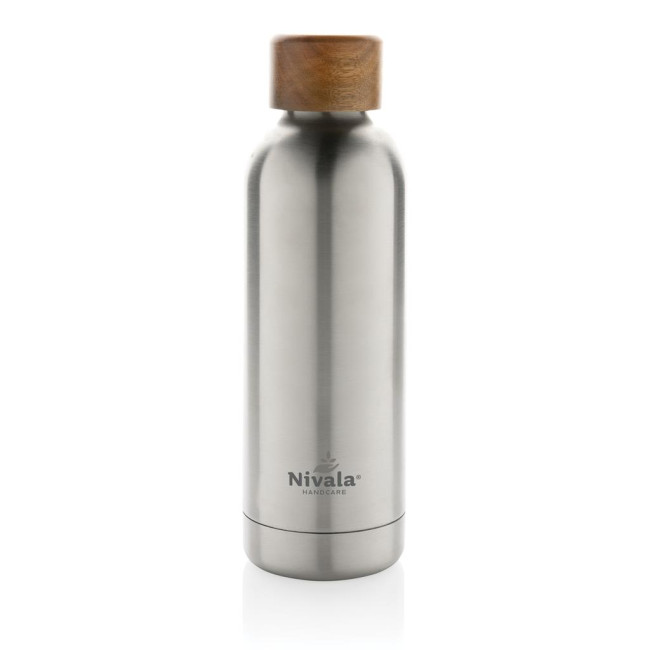 Promotional Wood RCS Certified Recycled Stainless Steel Vacuum Bottle 500ml - Image 3