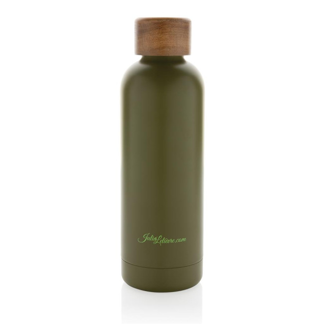 Promotional Wood RCS Certified Recycled Stainless Steel Vacuum Bottle 500ml - Image 5