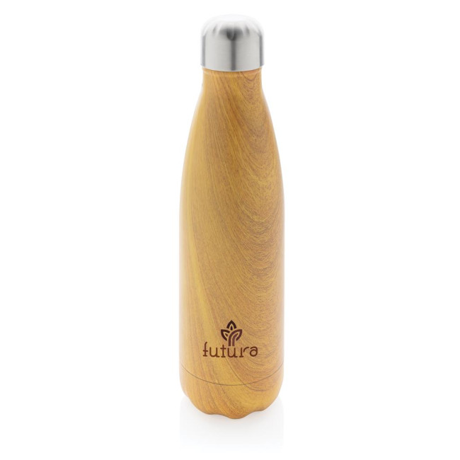 Promotional Vacuum Insulated Stainless Steel Bottle With Wood Print 500ml - Image 2