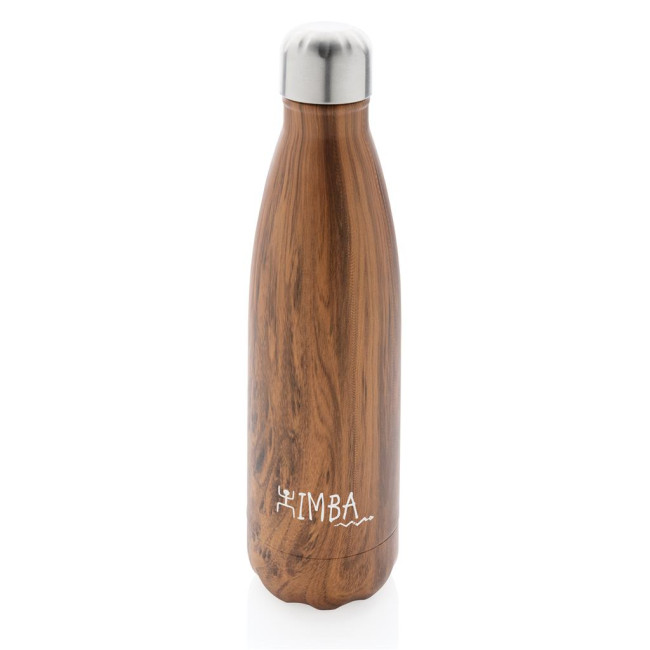 Promotional Vacuum Insulated Stainless Steel Bottle With Wood Print 500ml - Image 3