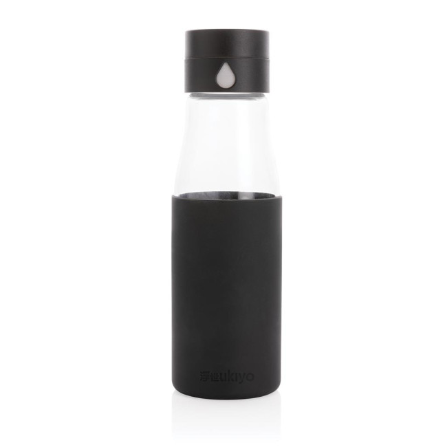 Promotional Ukiyo Glass Hydration Tracking Bottle With Sleeve 600ml - Image 2