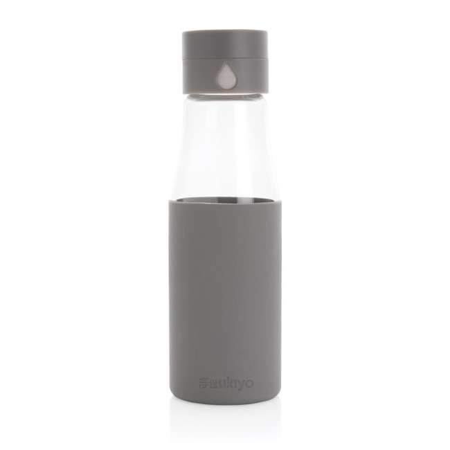 Promotional Ukiyo Glass Hydration Tracking Bottle With Sleeve 600ml - Image 3