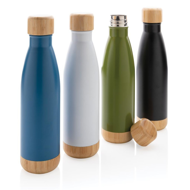 Promotional Vacuum Stainless Steel Bottle With Bamboo Lid And Bottom 520ml - Image 1