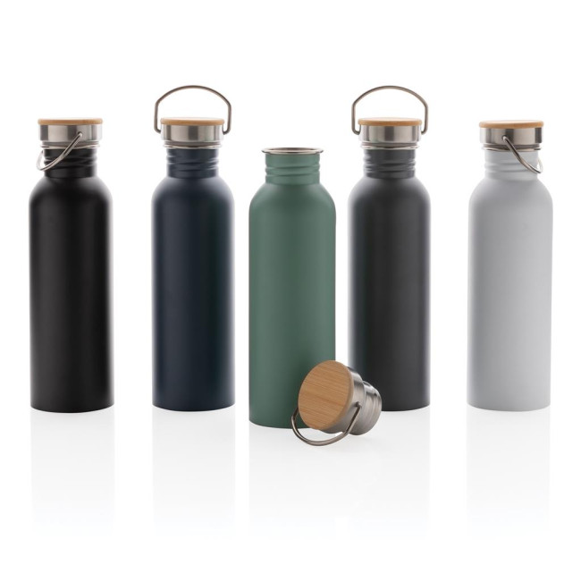 Promotional Modern Stainless Steel Bottle With Bamboo Lid 710ml