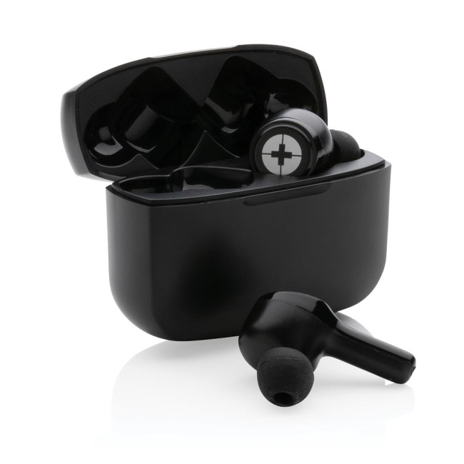 Promotional RCS Recycled Plastic Swiss Peak Earbuds