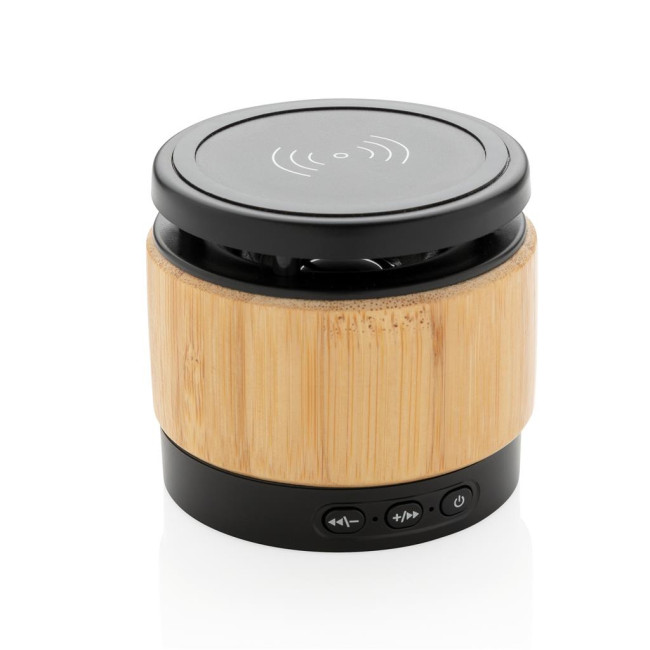 Promotional Bamboo Wireless Charger Speaker