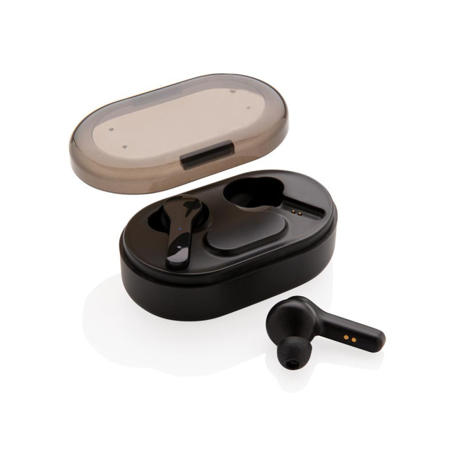 Promotional Light Up Logo Earbuds In Charging Case