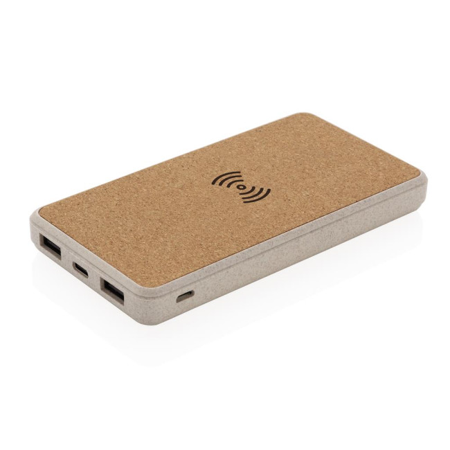 Promotional Cork And Wheat Straw Wireless Powerbank 8.000mAh