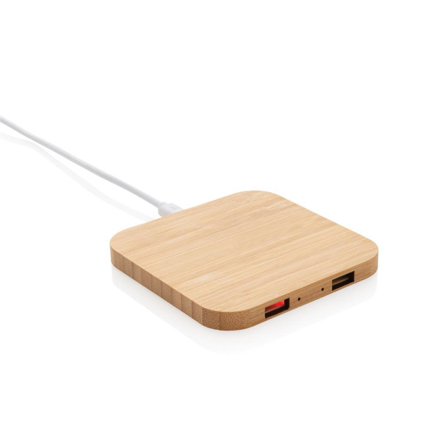 Promotional Bamboo Wireless Charger With USB 5W