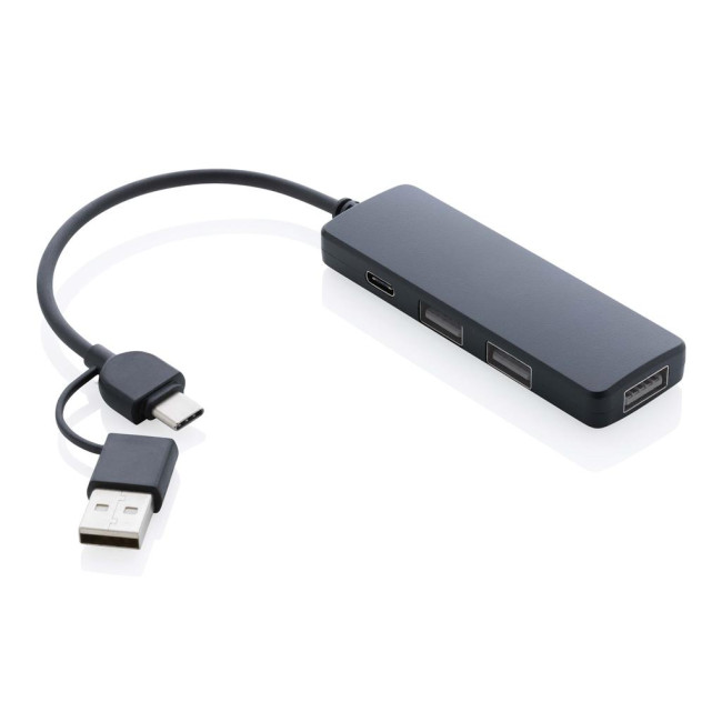 Promotional RCS Recycled Plastic USB Hub With Dual Input