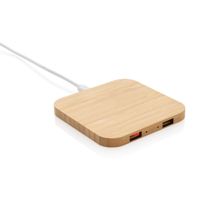 Promotional Bamboo Wireless Charger With USB 10W