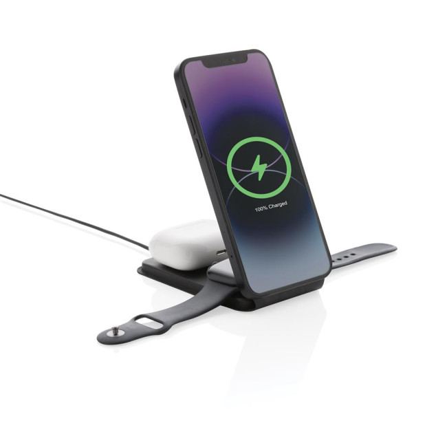 Promotional Swiss Peak RCS Rpu 3-In-1 Magnetic Wireless Charger 15W