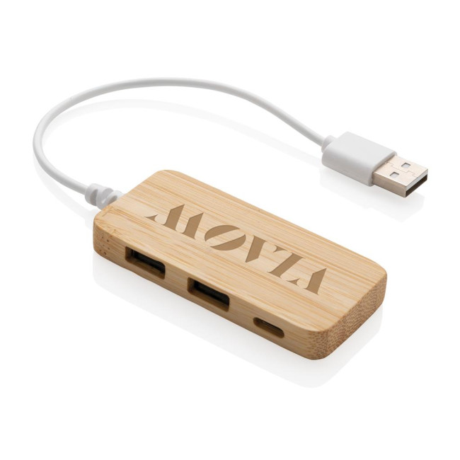 Promotional Bamboo USB Hub With Type-C