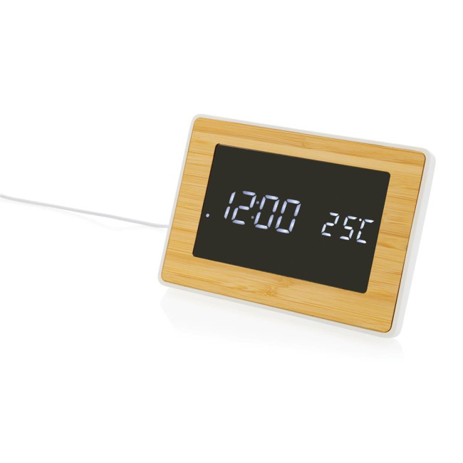 Promotional Utah RCS Recycled Plastic And Bamboo Led Clock