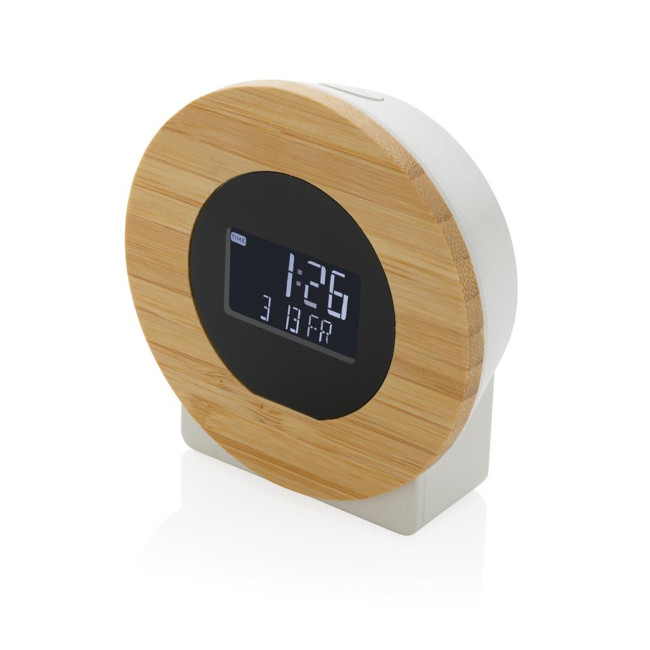 Promotional Utah RCS Rplastic And Bamboo LCD Desk Clock