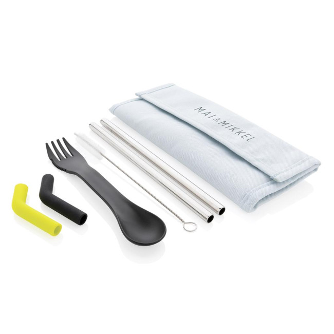 Promotional Tierra 2Pcs Straw And Cutlery Set In Pouch - Image 2