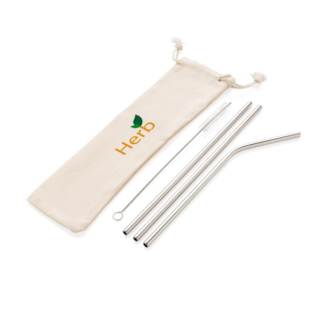 Promotional Reusable Stainless Steel Straw Set 3pcs