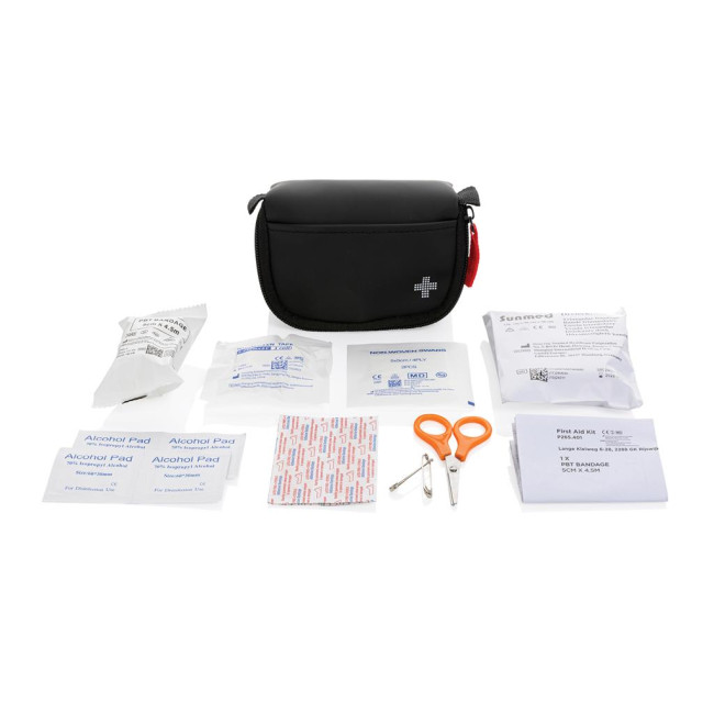 Promotional RCS Recycled Nubuck PU Pouch First Aid Set Mailable