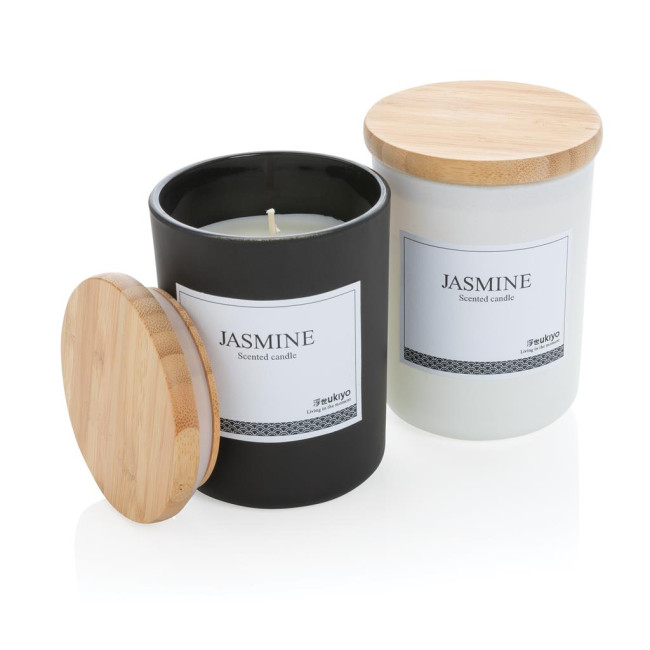 Promotional Ukiyo Deluxe Scented Candle With Bamboo Lid