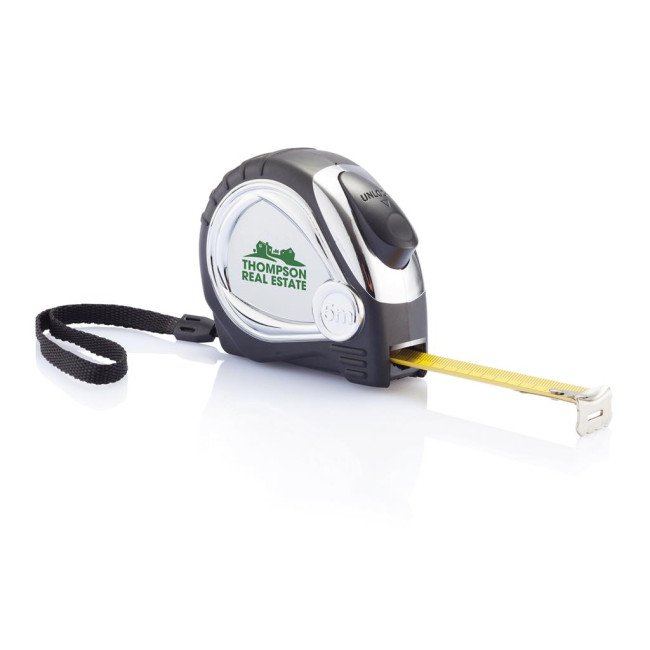 Promotional Chrome Plated Auto Stop Tape Measure 5m/19mm