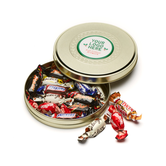 Promotional Shallow Gold Treat Tin Celebrations