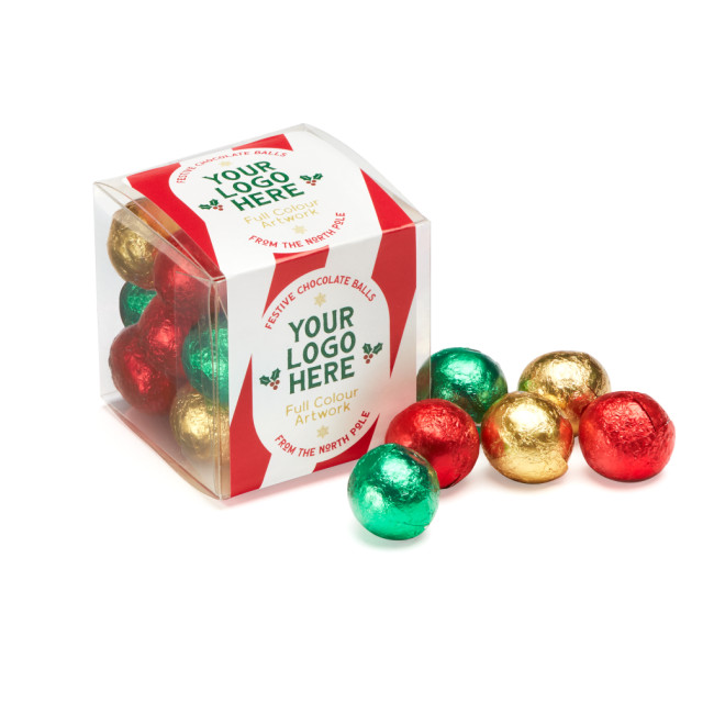 Promotional Winter Collection Clear Cube Solid Chocolate Balls