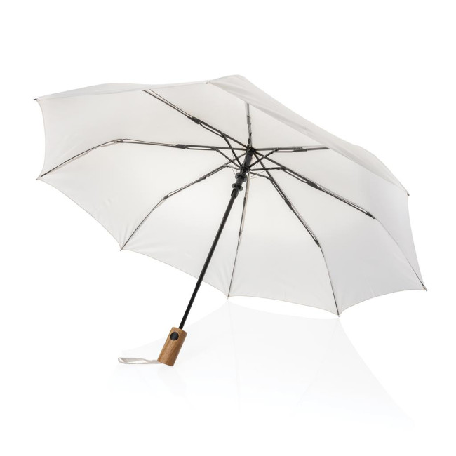 Promotional Kaycey 21" AWARE™ RPET Acacia Wood Mini Auto Open Umbrella - Image 1