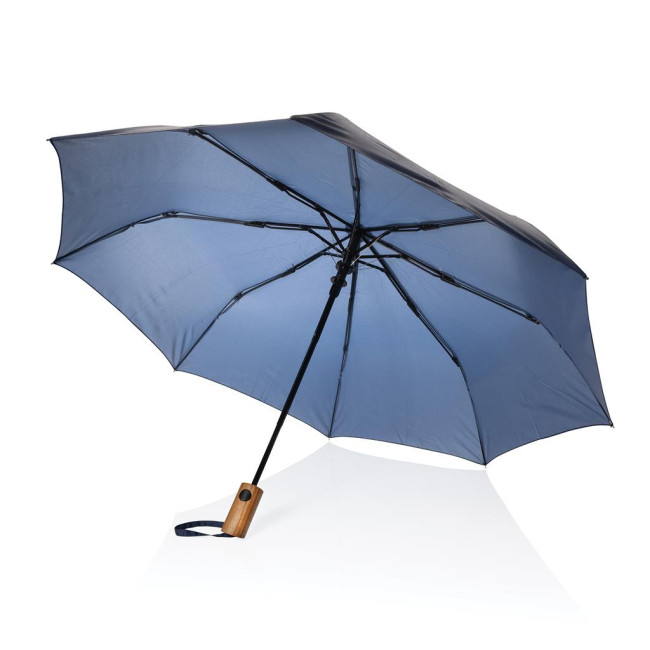 Promotional Kaycey 21" AWARE™ RPET Acacia Wood Mini Auto Open Umbrella - Image 2