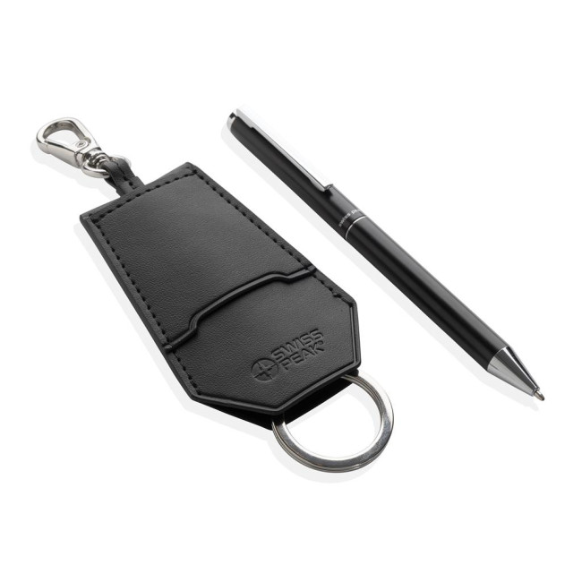 Promotional Swiss Peak Tula RCS Certified Recycled PU Key Holder & Pen Set