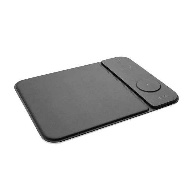 Promotional Swiss Peak RCS Recycled PU 15W 3 in 1 Charging Mousepad