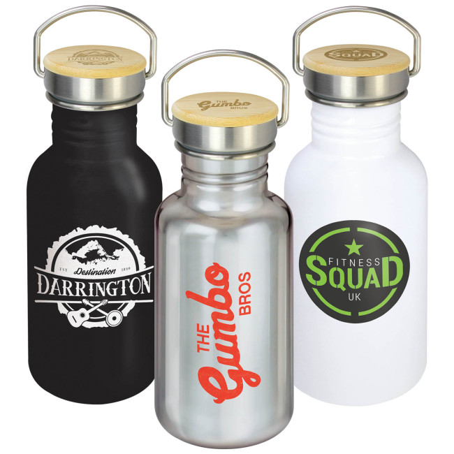 Promotional Traveller Canteen Bottle With Bamboo Lid 500ml