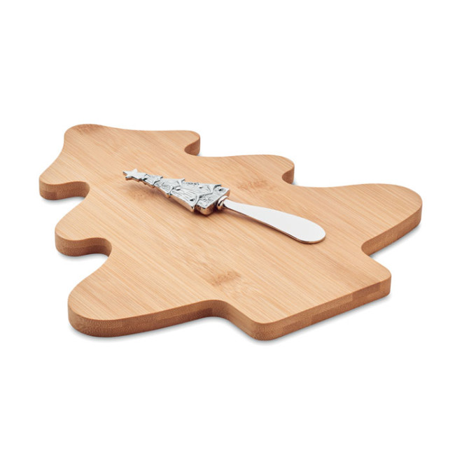 Promotional Tree Shaped Cheese Board Set In Bamboo - Image 2