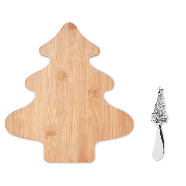 Promotional Tree Shaped Cheese Board Set In Bamboo - Image 1