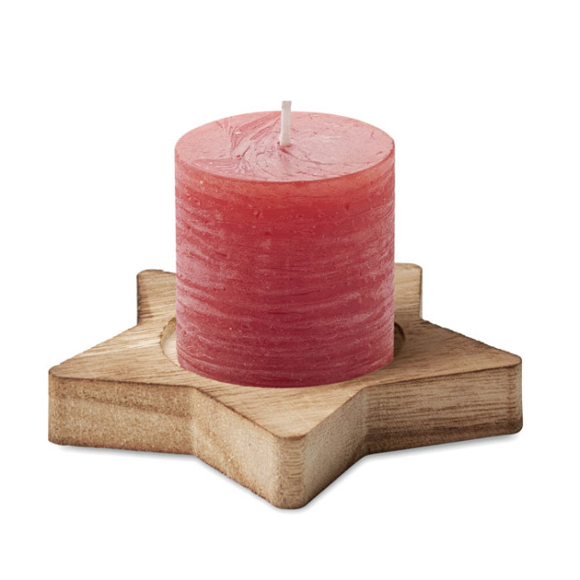 Promotional Candle On Star Wooden Base - Image 1