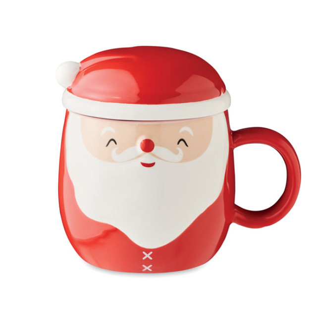 Promotional Santa Claus Ceramic Mug With Lid 370ml