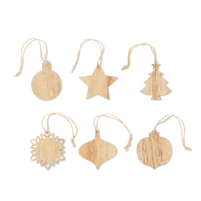 Promotional Set Of Wooden Xmas Ornaments