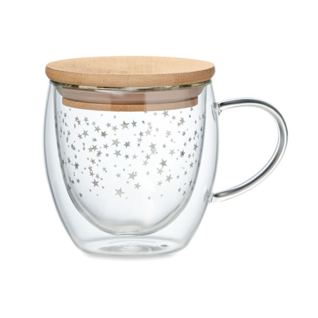 Promotional Double Wall Borosilicate Mug With Star Design