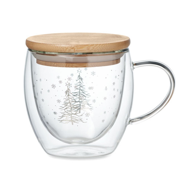 Promotional Double Wall Borosilicate Mug With Tree Design