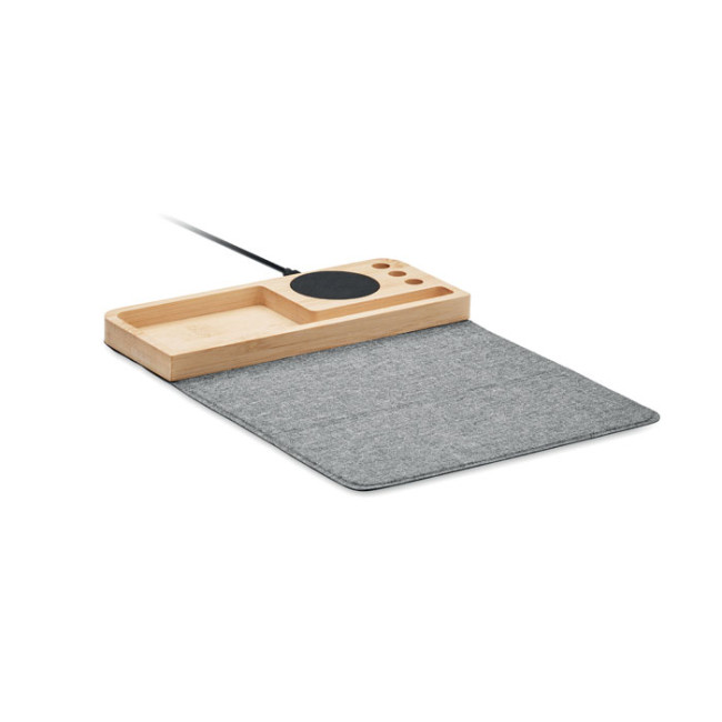 Promotional Bamboo Wireless Charger & Desktop Organiser 15W