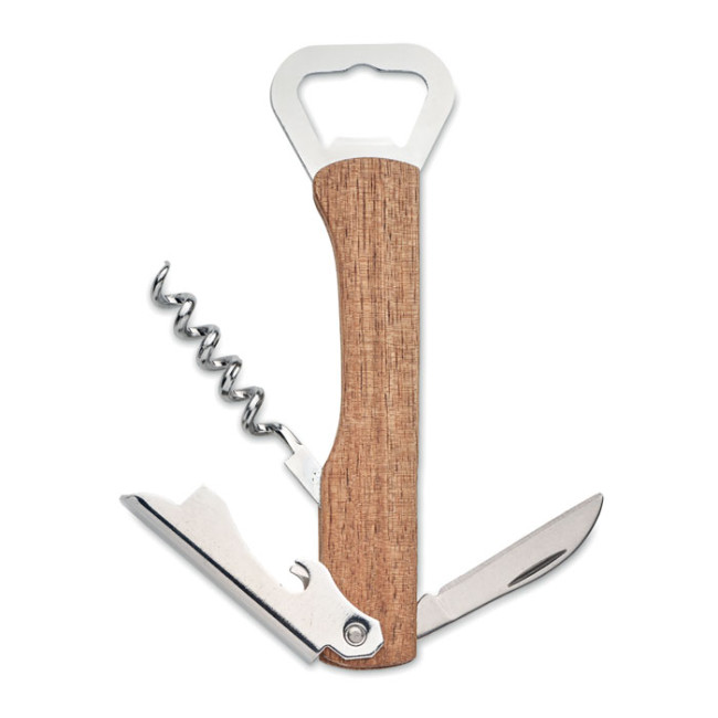 Promotional 3 in 1 Bamboo Bottle Opener