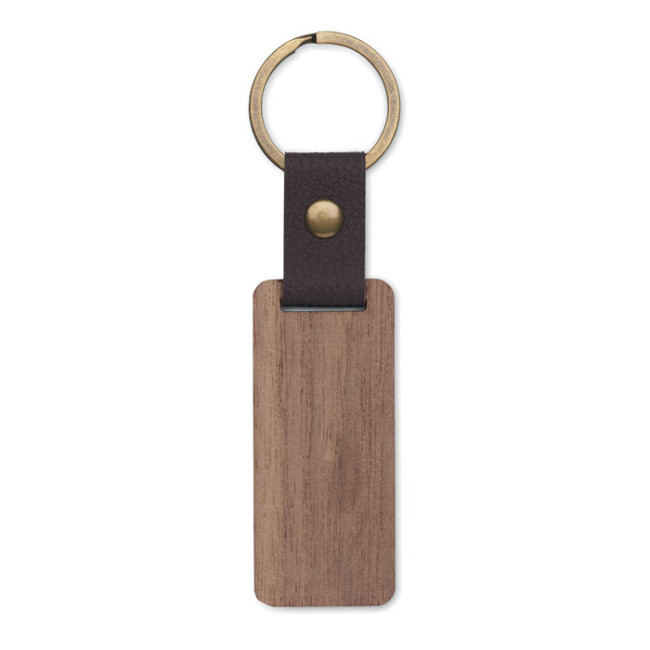 Promotional Walnut & PU Keyring