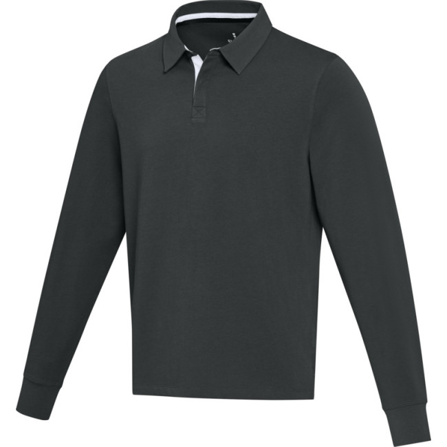 Promotional Clyde Unisex GOTS Organic Rugby Polo Sweatshirt  - Image 4