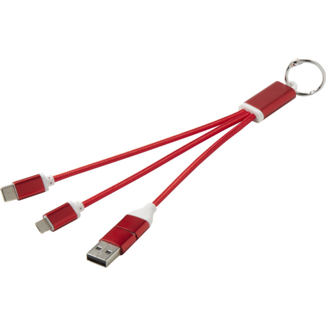 Promotional Metal 4-in-1 Recycled Aluminium Charging Cable With Keychain - Image 4