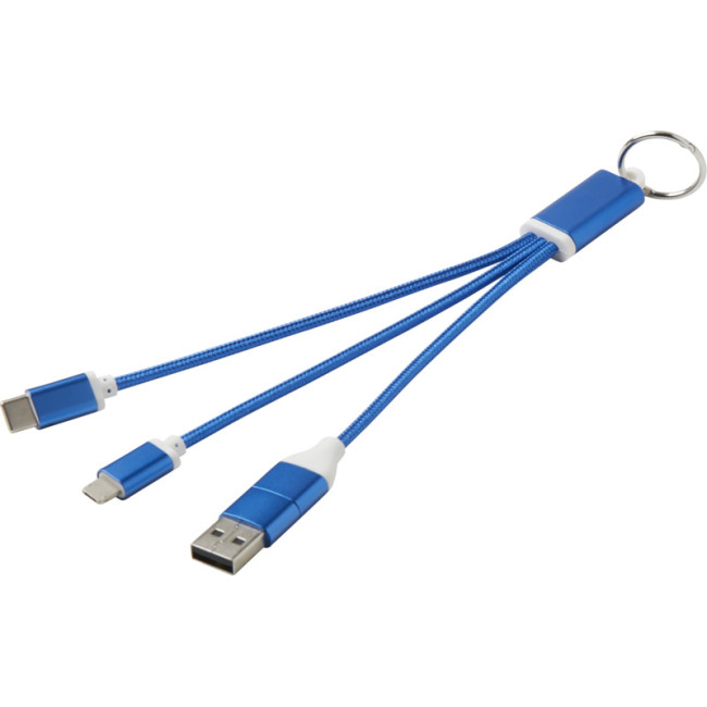 Promotional Metal 4-in-1 Recycled Aluminium Charging Cable With Keychain - Image 3