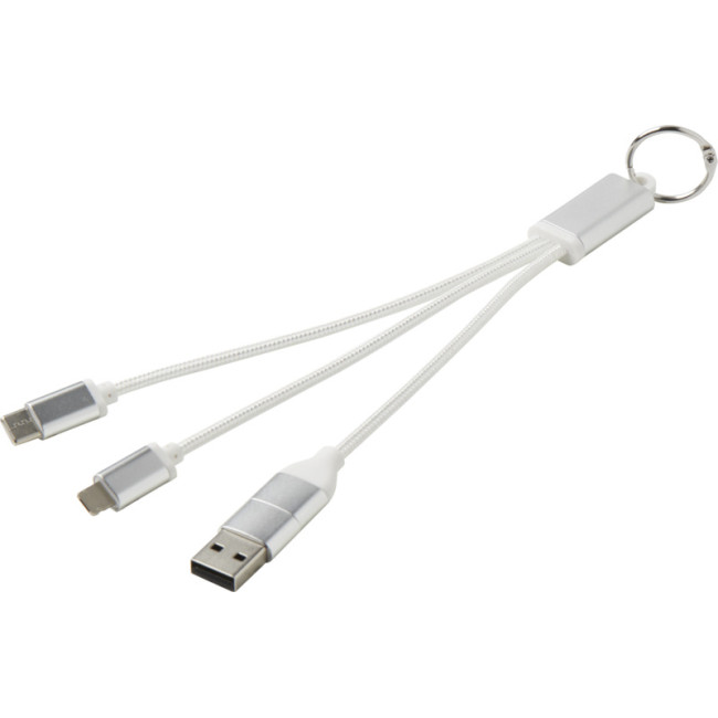 Promotional Metal 4-in-1 Recycled Aluminium Charging Cable With Keychain - Image 2