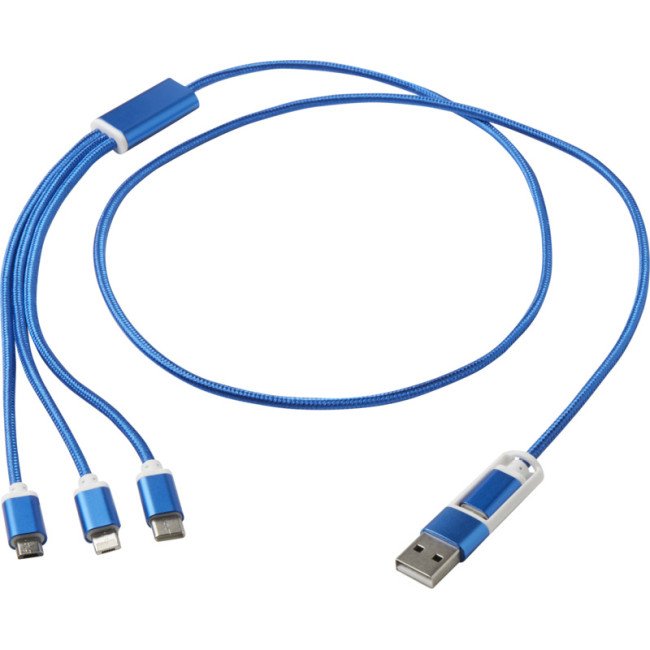 Promotional Versatile 5-1 Recycled Aluminium Charging Cable  - Image 2