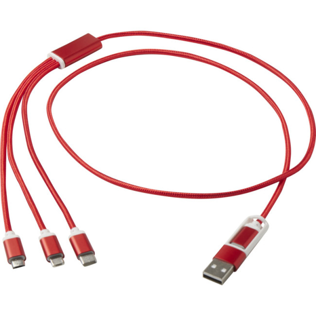 Promotional Versatile 5-1 Recycled Aluminium Charging Cable  - Image 1