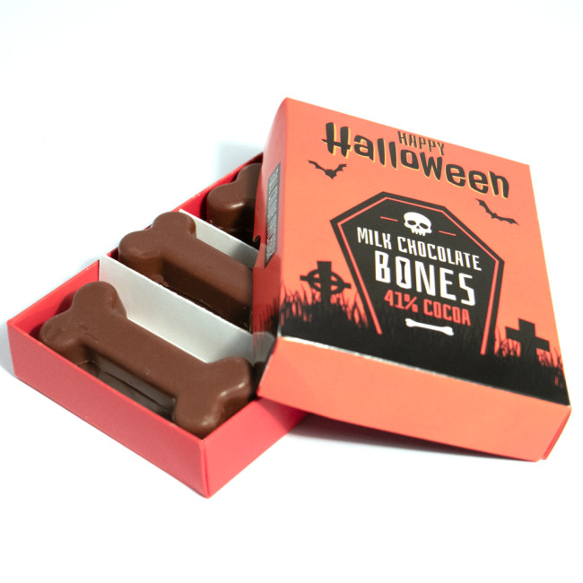 Promotional Halloween Large Eco Matchbox Milk Chocolate Bones