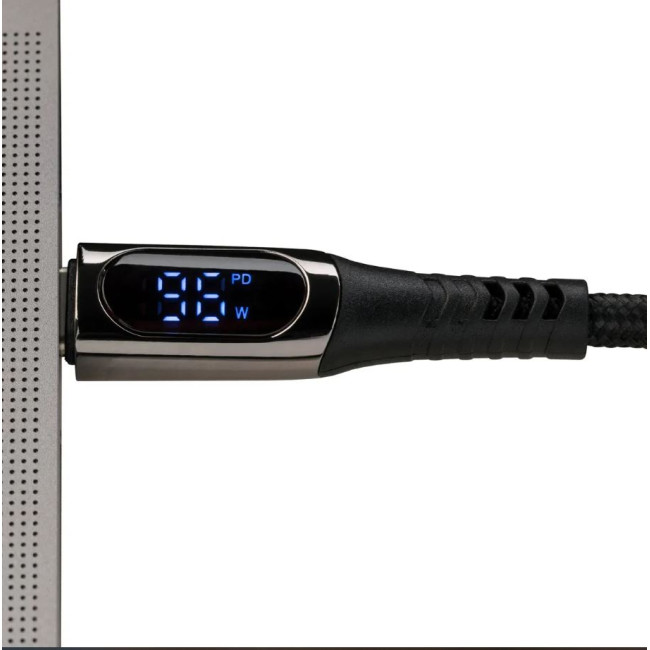 Promotional USB-C Cable With Display and Cable Tie Black 100W - Image 2